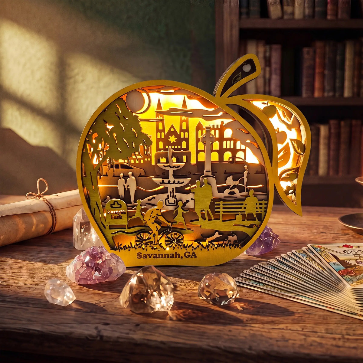 FNYDOX Peach Decor Georgia Travel Gift for Savannah City with LED Light