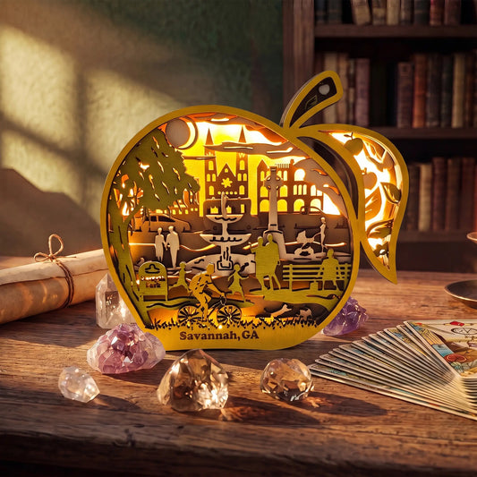 FNYDOX Peach Decor Georgia Travel Gift for Savannah City with LED Light