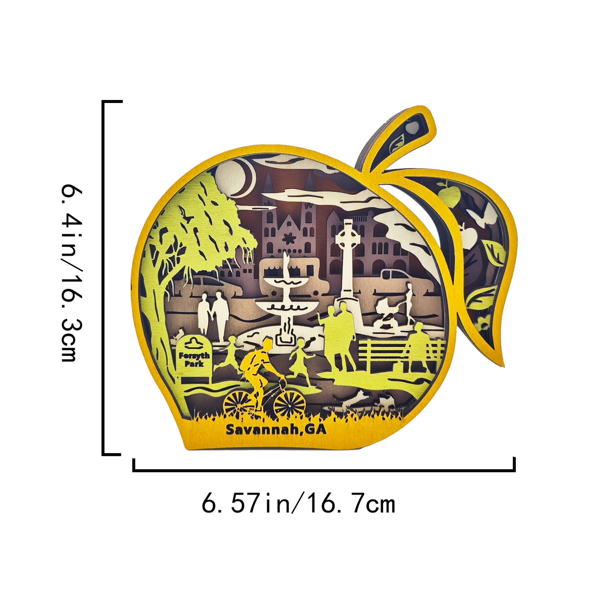 FNYDOX Savannah GA Peach Wood Carving Decor Georgia Travel Gift