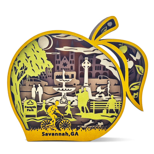 FNYDOX Savannah GA Peach Wood Carving Decor Georgia Travel Gift
