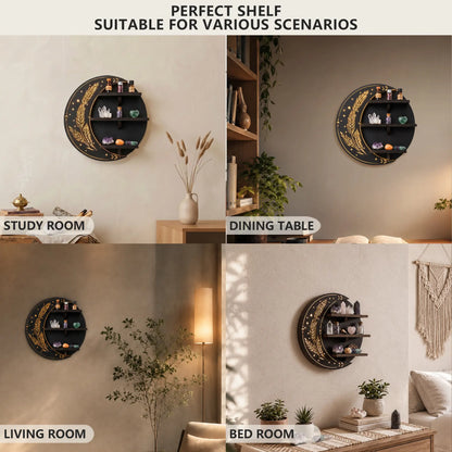 FNYDOX Moon Wall Shelf with LED Lights