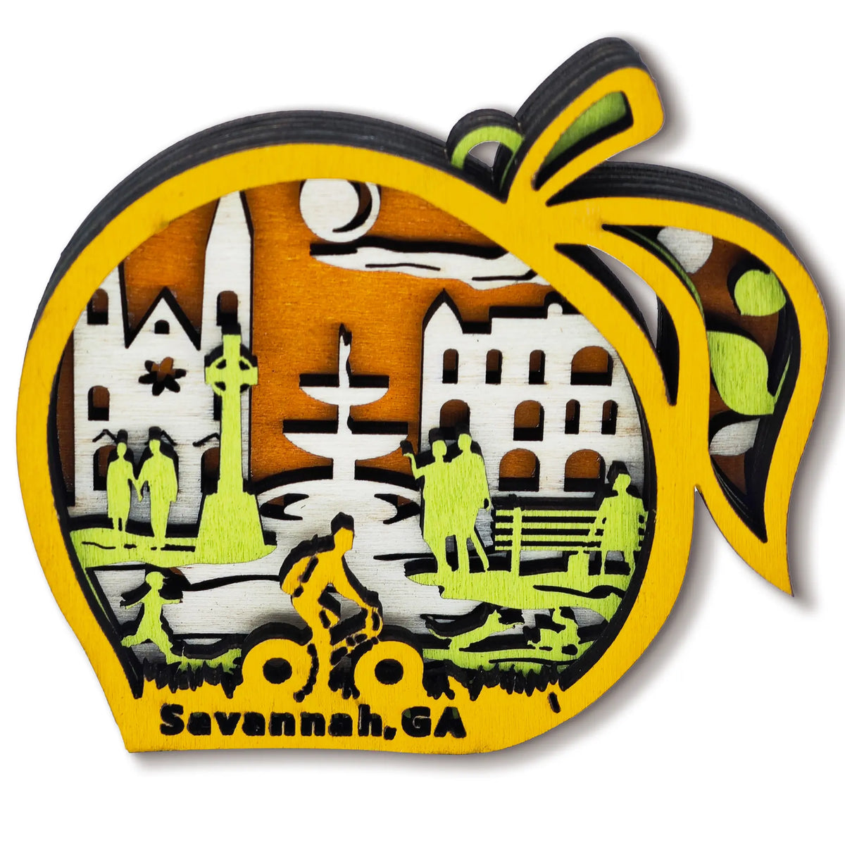FNYDOX Savannah GA Peach Wood Souvenir Fridge Magnet