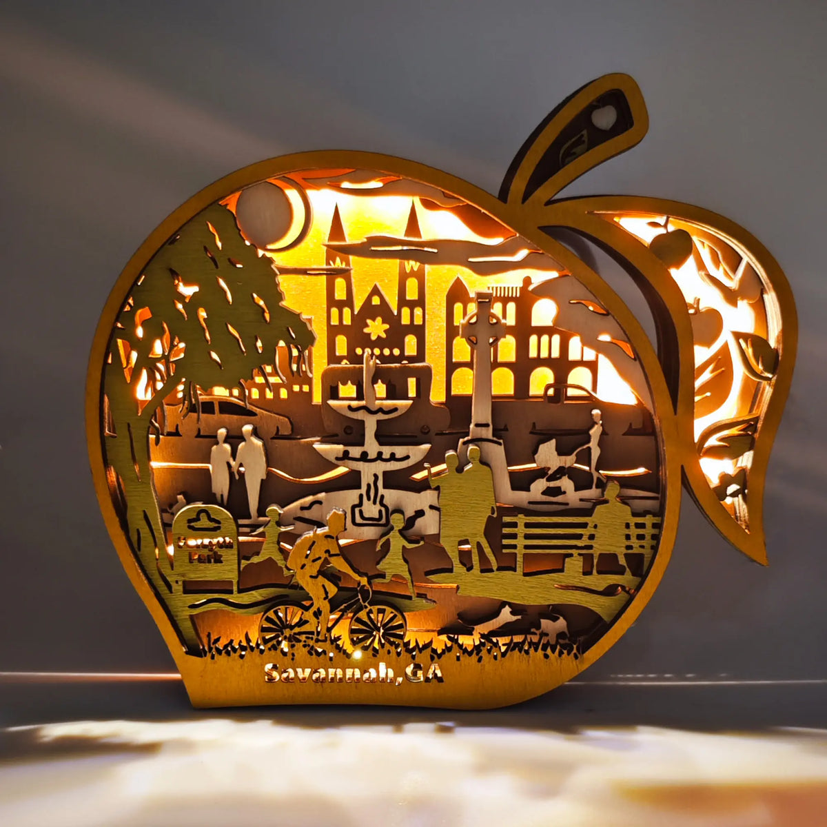 FNYDOX Peach Decor Georgia Travel Gift for Savannah City with LED Light