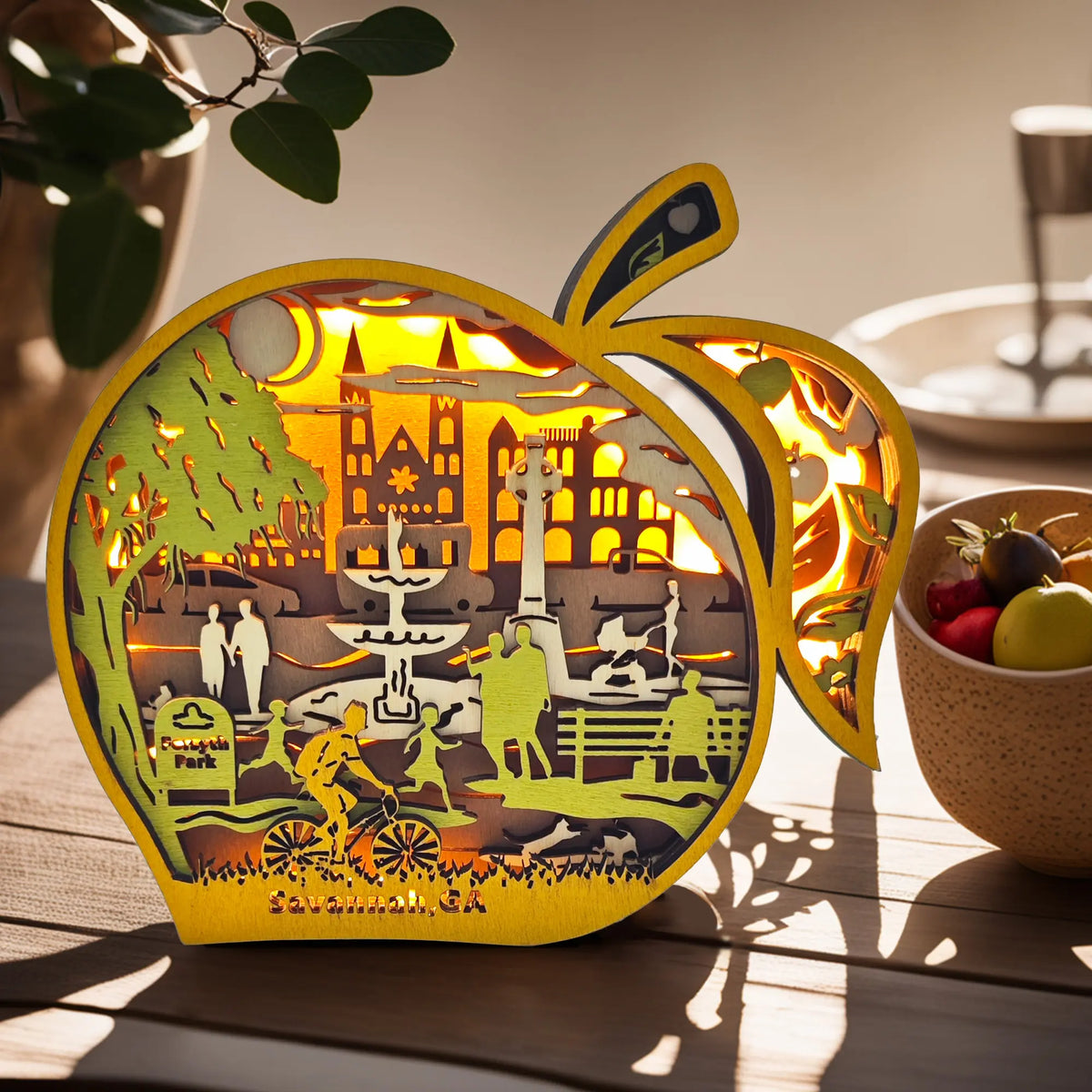 FNYDOX Peach Decor Georgia Travel Gift for Savannah City with LED Light