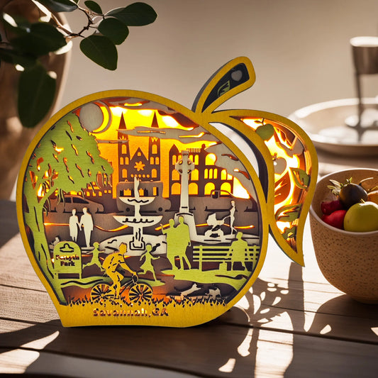 FNYDOX Peach Decor Georgia Travel Gift for Savannah City with LED Light