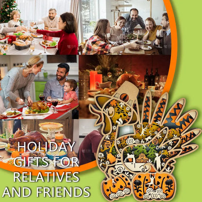 FNYDOX 3D Wooden Turkey Thanksgiving Decor