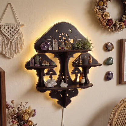 FNYDOX Witchy Mushroom Floating Shelf with Lights