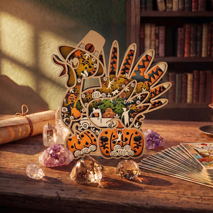 FNYDOX 3D Wooden Turkey Thanksgiving Decor