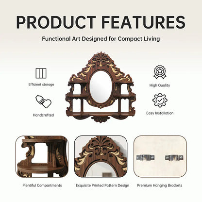 FNYDOX Vintage Wall Shelf with Mirror