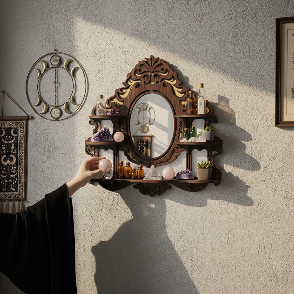 FNYDOX Vintage Wall Shelf with Mirror