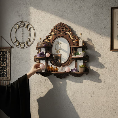 FNYDOX Vintage Wall Shelf with Mirror
