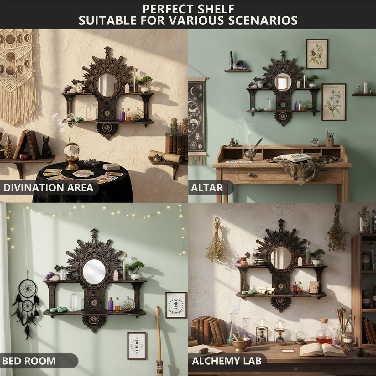 FNYDOX Vintage Floating Shelf with Mirror