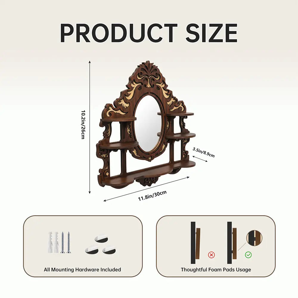 FNYDOX Vintage Wall Shelf with Mirror