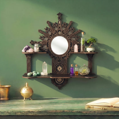 FNYDOX Vintage Floating Shelf with Mirror