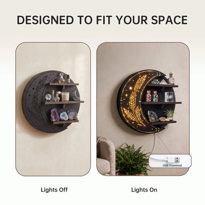 FNYDOX Moon Wall Shelf with LED Lights