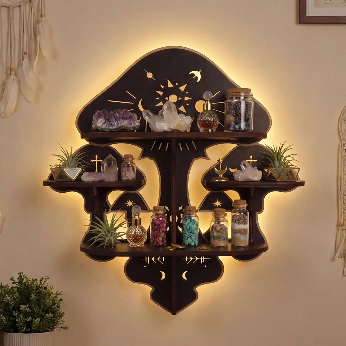 FNYDOX Witchy Mushroom Floating Shelf with Lights