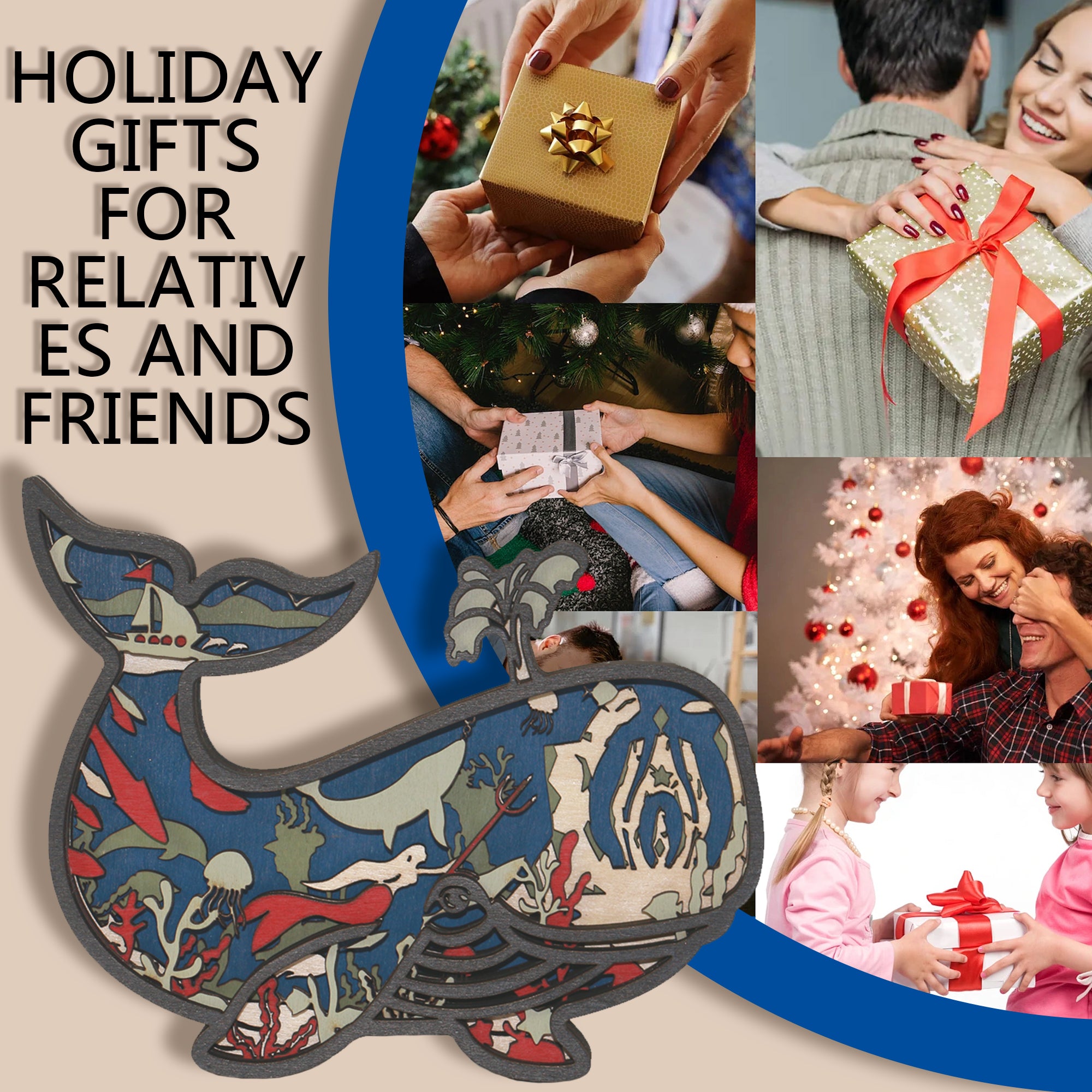 Wooden Whale Carving Handcraft Gift