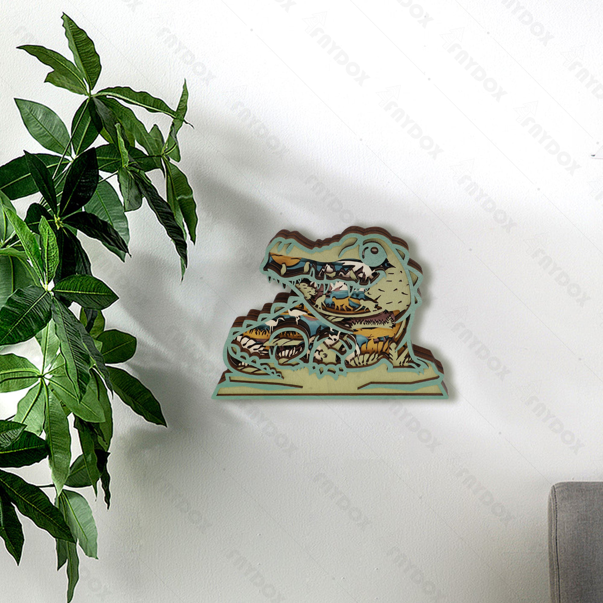 Wooden Crocodile Carving Handcraft Gift