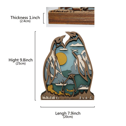 Wooden Penguin Carving Handcraft Gift