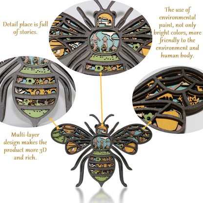 Wooden Honeybee Carving Handcraft Gift