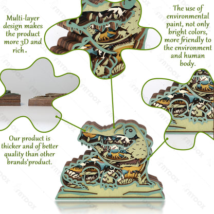 Wooden Crocodile Carving Handcraft Gift