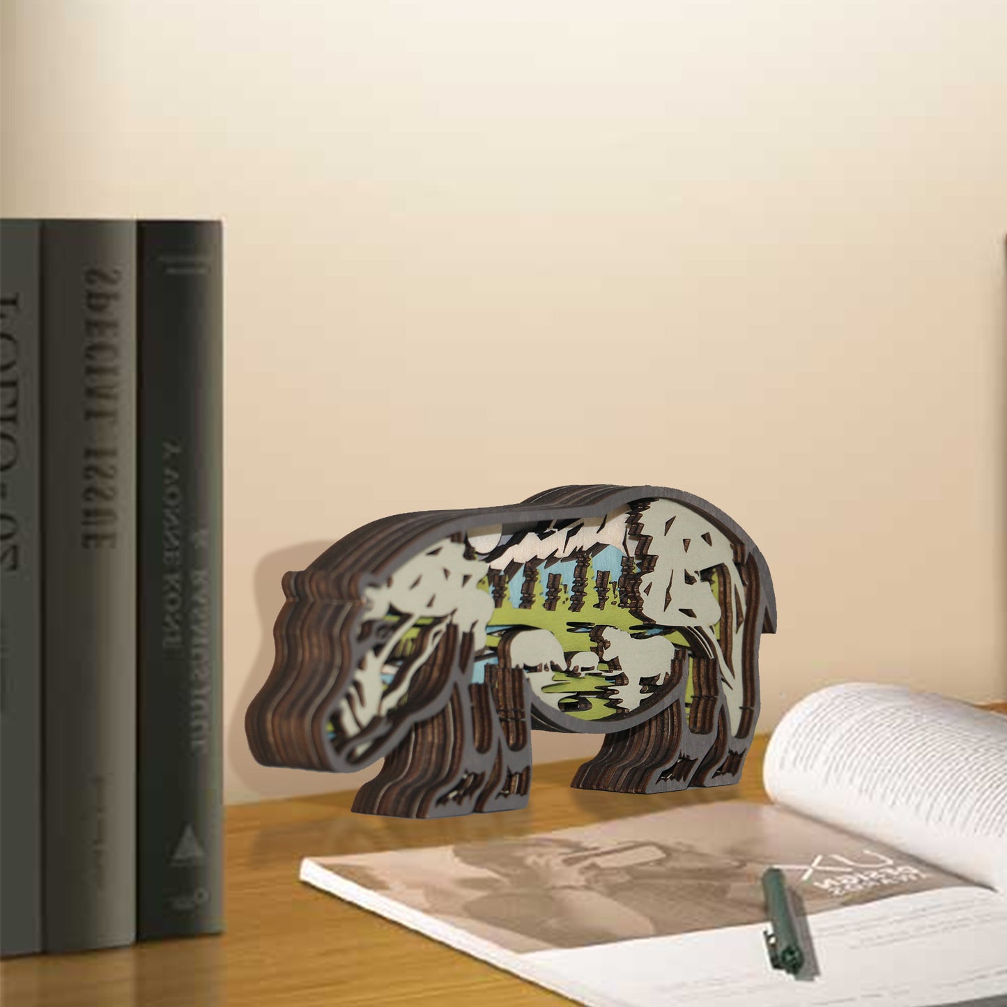 Wooden Hippos Carving Handcraft Gift