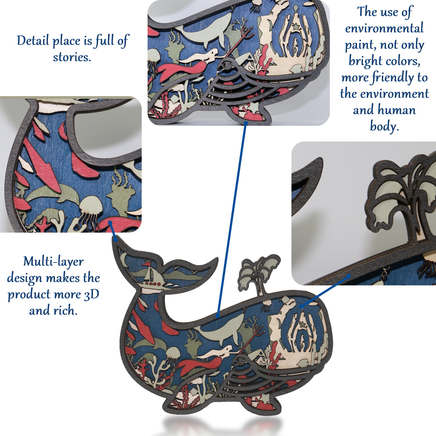 Wooden Whale Carving Handcraft Gift