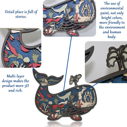 Wooden Whale Carving Handcraft Gift
