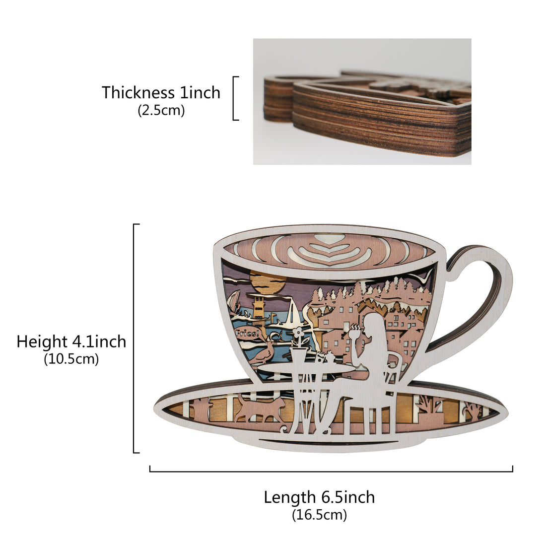 Wooden Coffee cup Carving Handcraft Gift