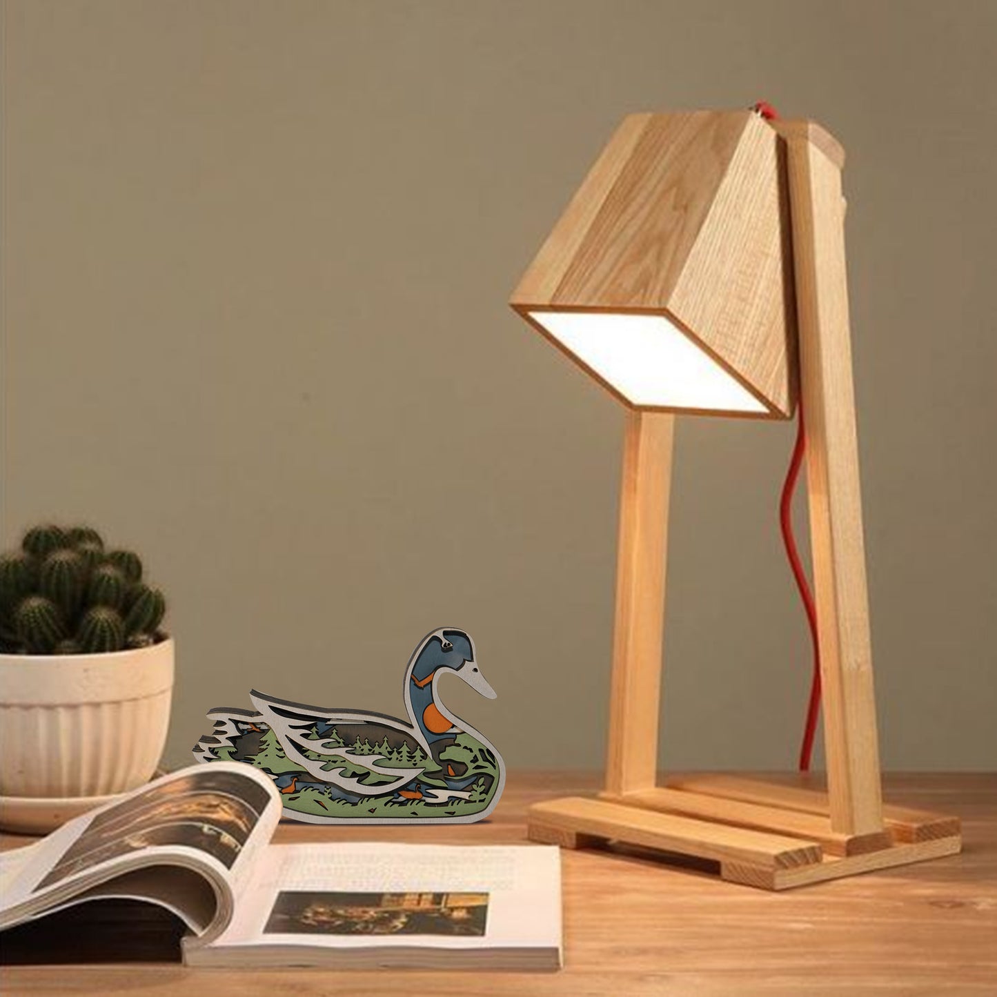 Wooden Duck Carving Handcraft Gift