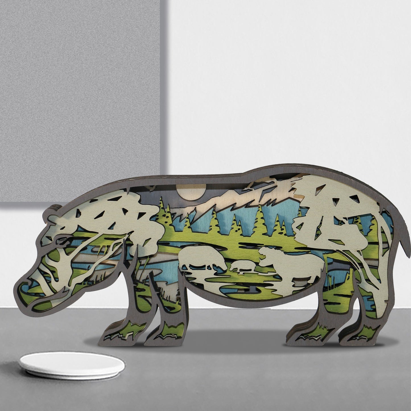 Wooden Hippos Carving Handcraft Gift