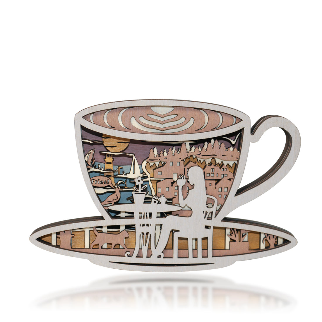 Wooden Coffee cup Carving Handcraft Gift