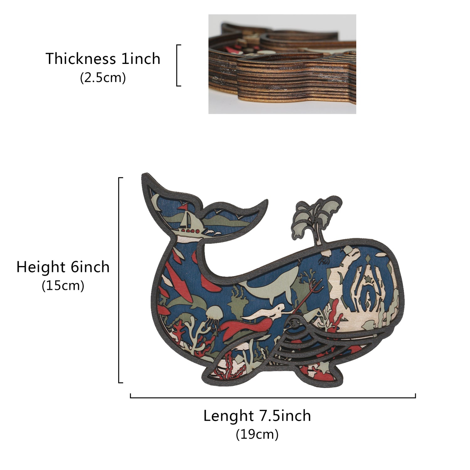Wooden Whale Carving Handcraft Gift