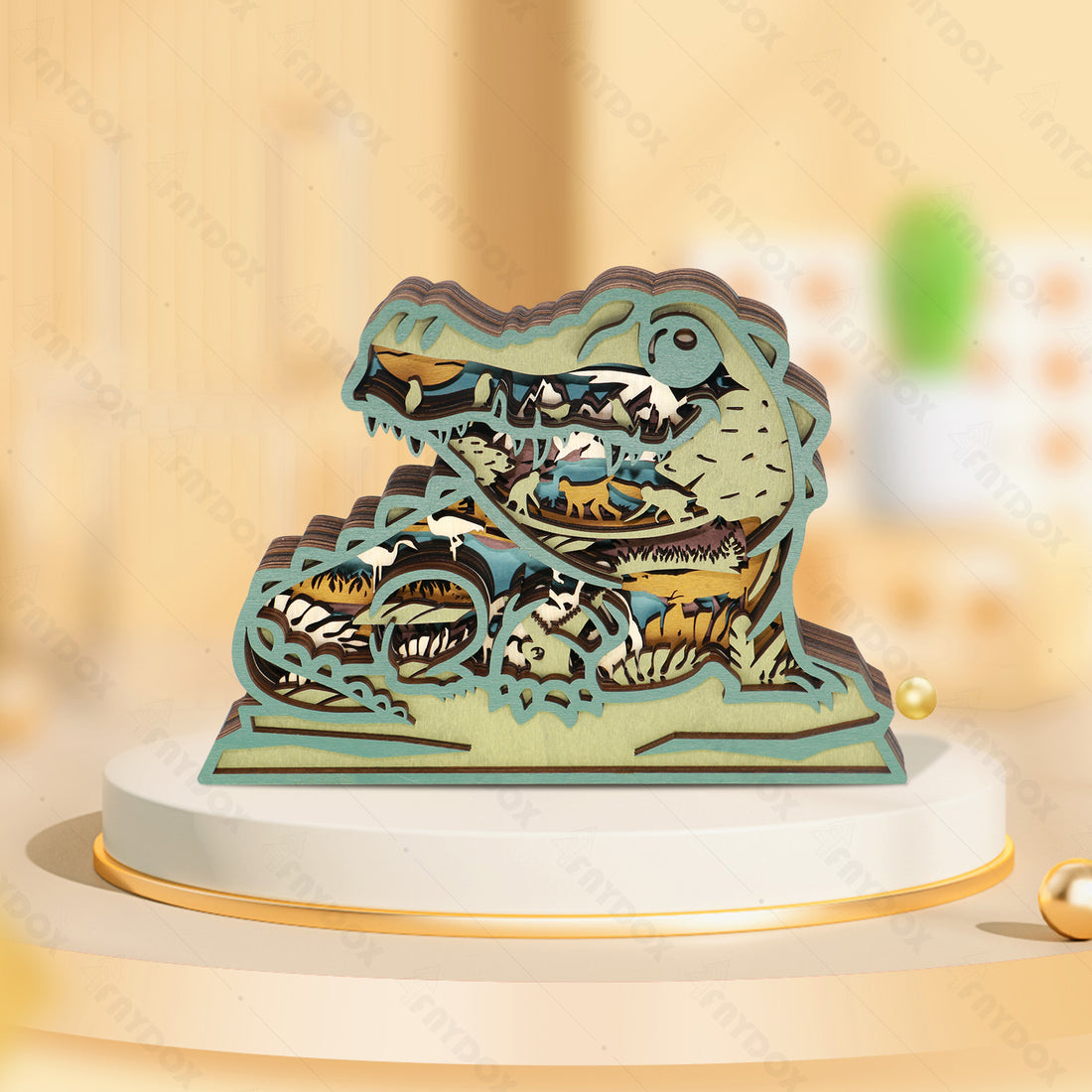 Wooden Crocodile Carving Handcraft Gift