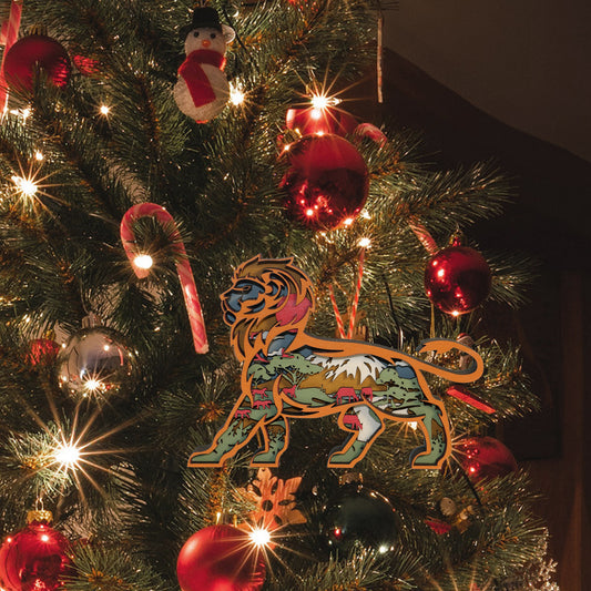 Wooden Lion Carving Handcraft Gift