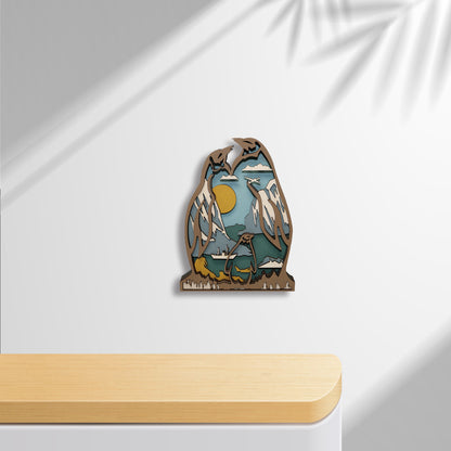 Wooden Penguin Carving Handcraft Gift